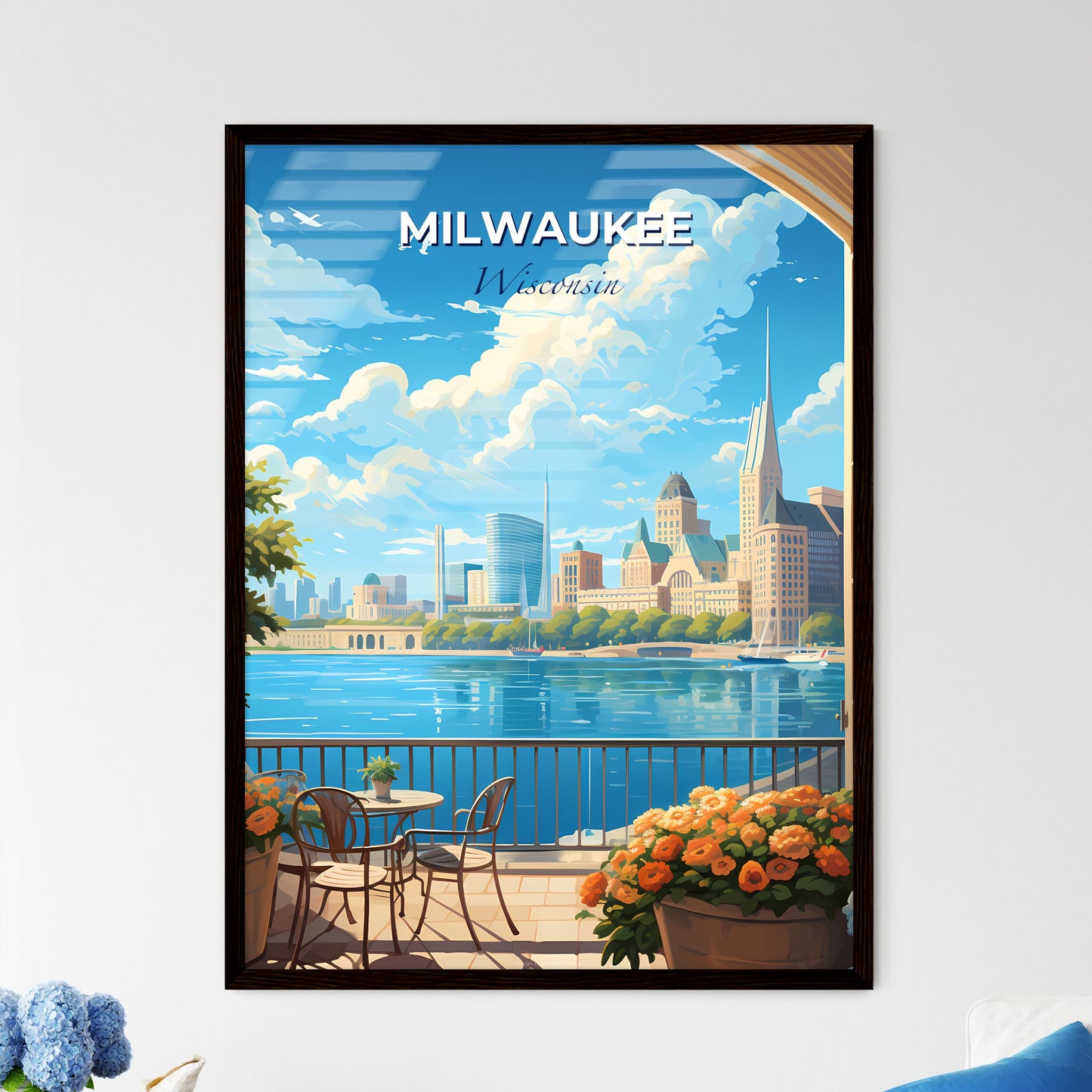 Milwaukee Wisconsin Skyline - A View Of A City From A Balcony - Customizable Travel Gift Default Title