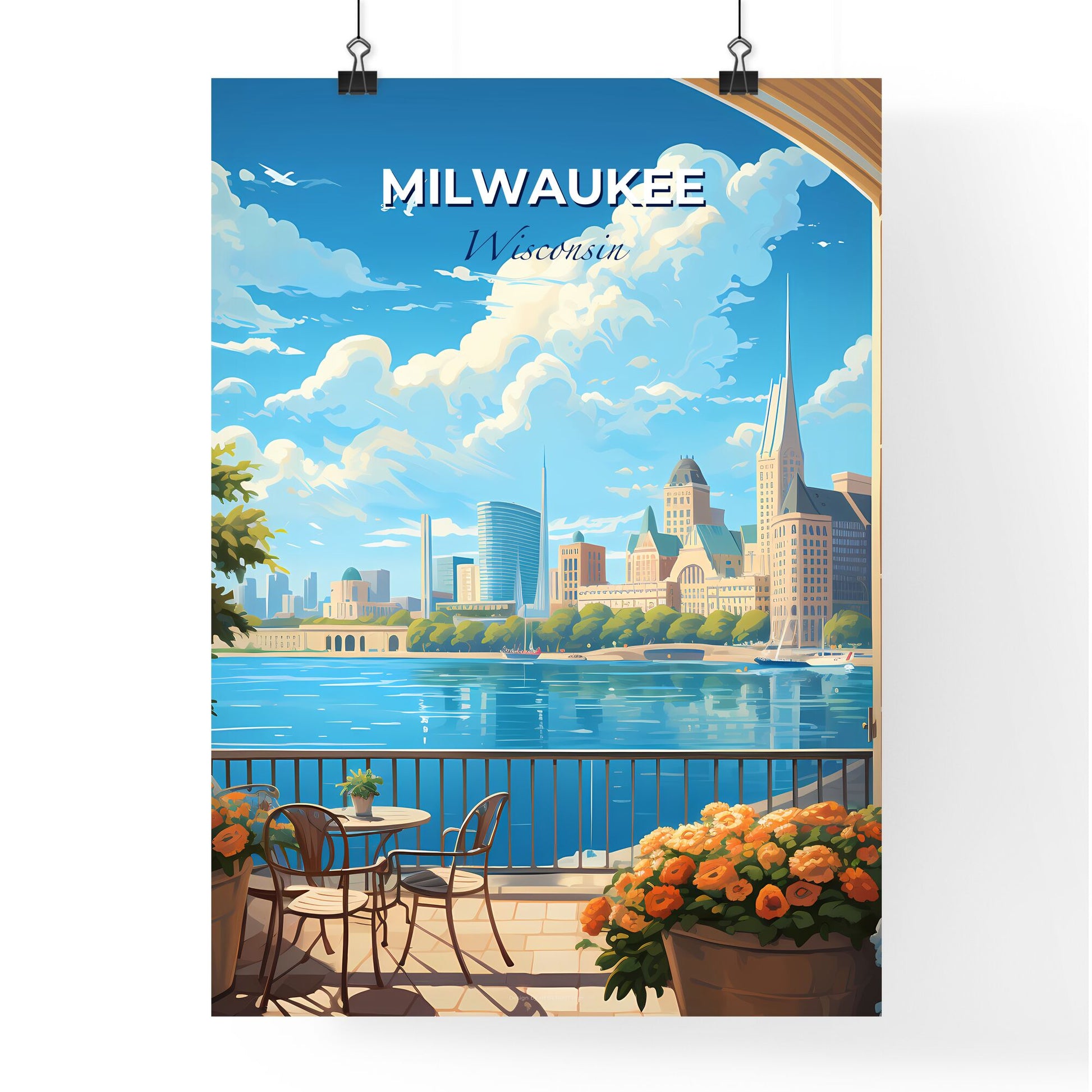 Milwaukee Wisconsin Skyline - A View Of A City From A Balcony - Customizable Travel Gift Default Title