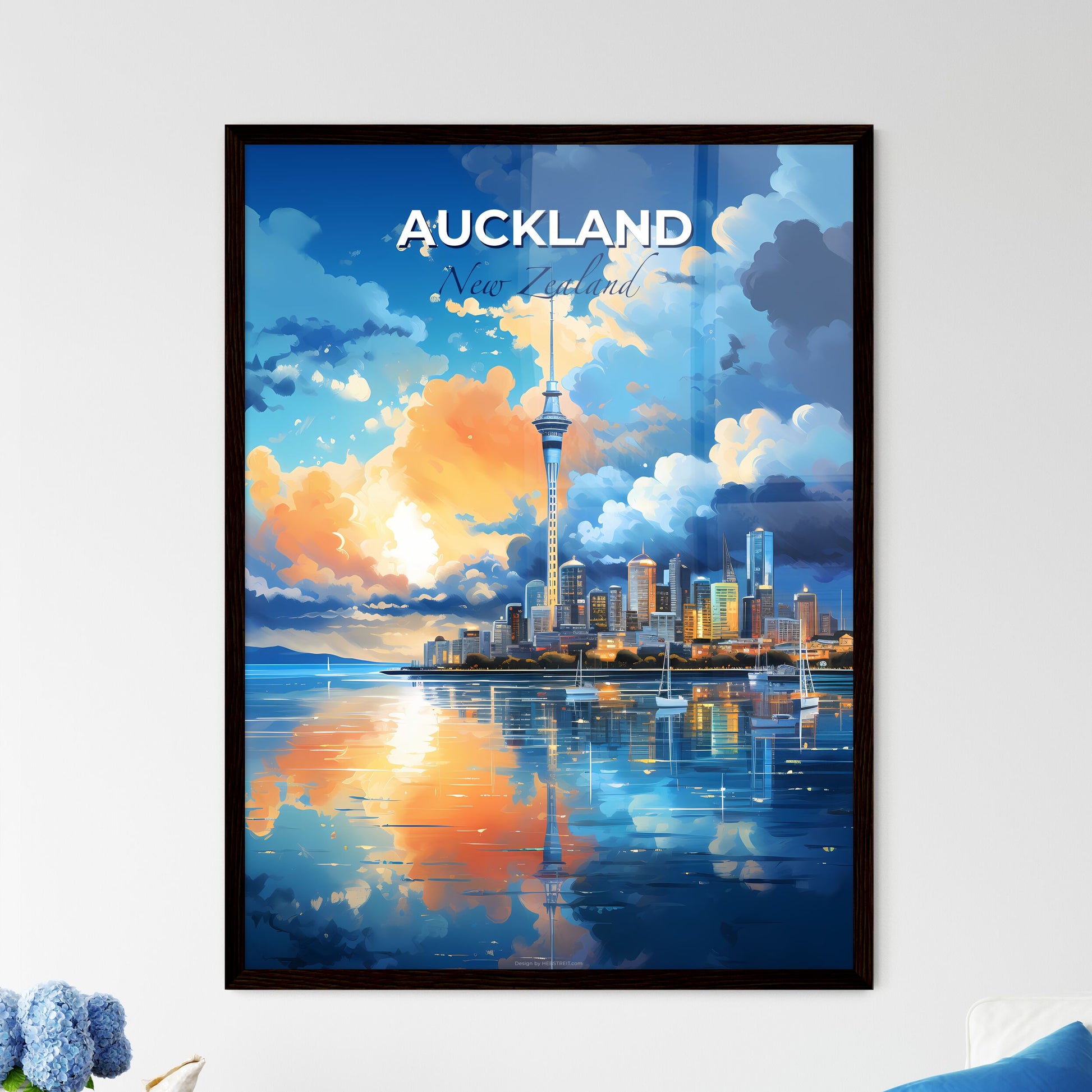 Auckland New Zealand Skyline - A City Skyline With Boats On Water - Customizable Travel Gift Default Title