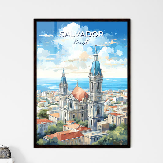 Salvador Brazil Skyline - A Large Building With Towers And A Blue Sky With Water - Customizable Travel Gift Default Title