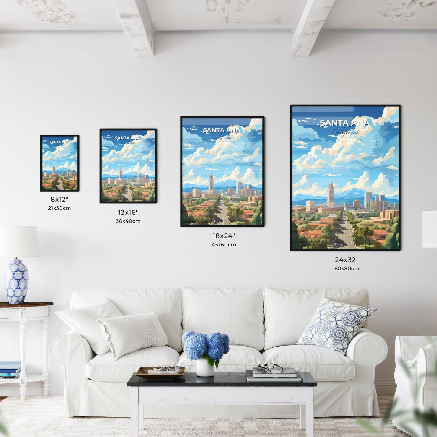 Santa Ana California Skyline - A City With Trees And Mountains In The Background - Customizable Travel Gift Default Title