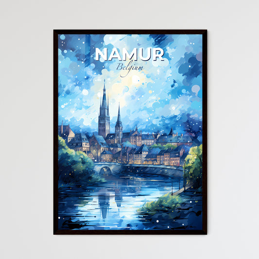 Namur Belgium Skyline - A Painting Of A City With A Bridge And Trees - Customizable Travel Gift Default Title