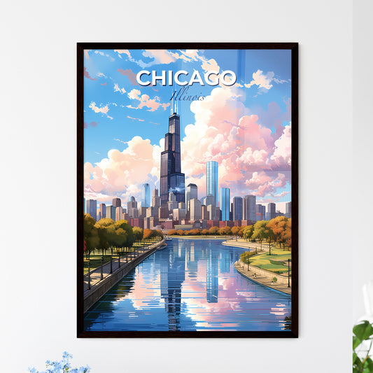 Chicago Skyline - A Cityscape With Trees And A River - Customizable Travel Gift Default Title