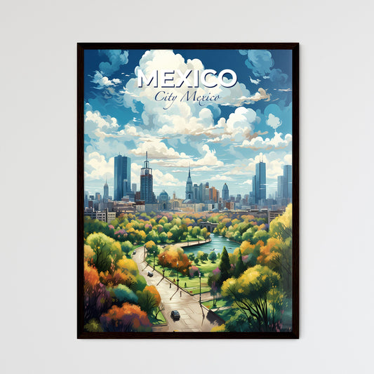 Mexico City Mexico Skyline - A City Landscape With A River And Trees - Customizable Travel Gift Default Title