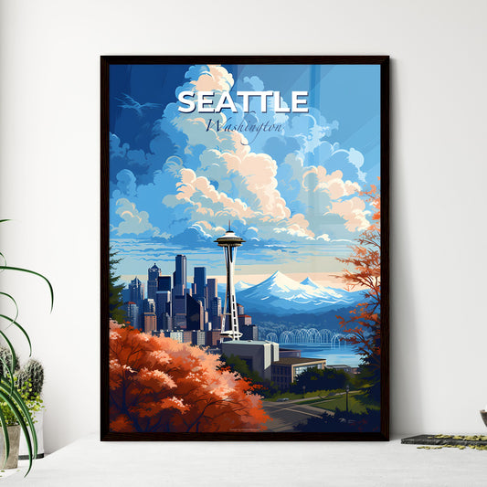 Seattle Skyline - A City Skyline With A Tall Tower And A Body Of Water - Customizable Travel Gift Default Title