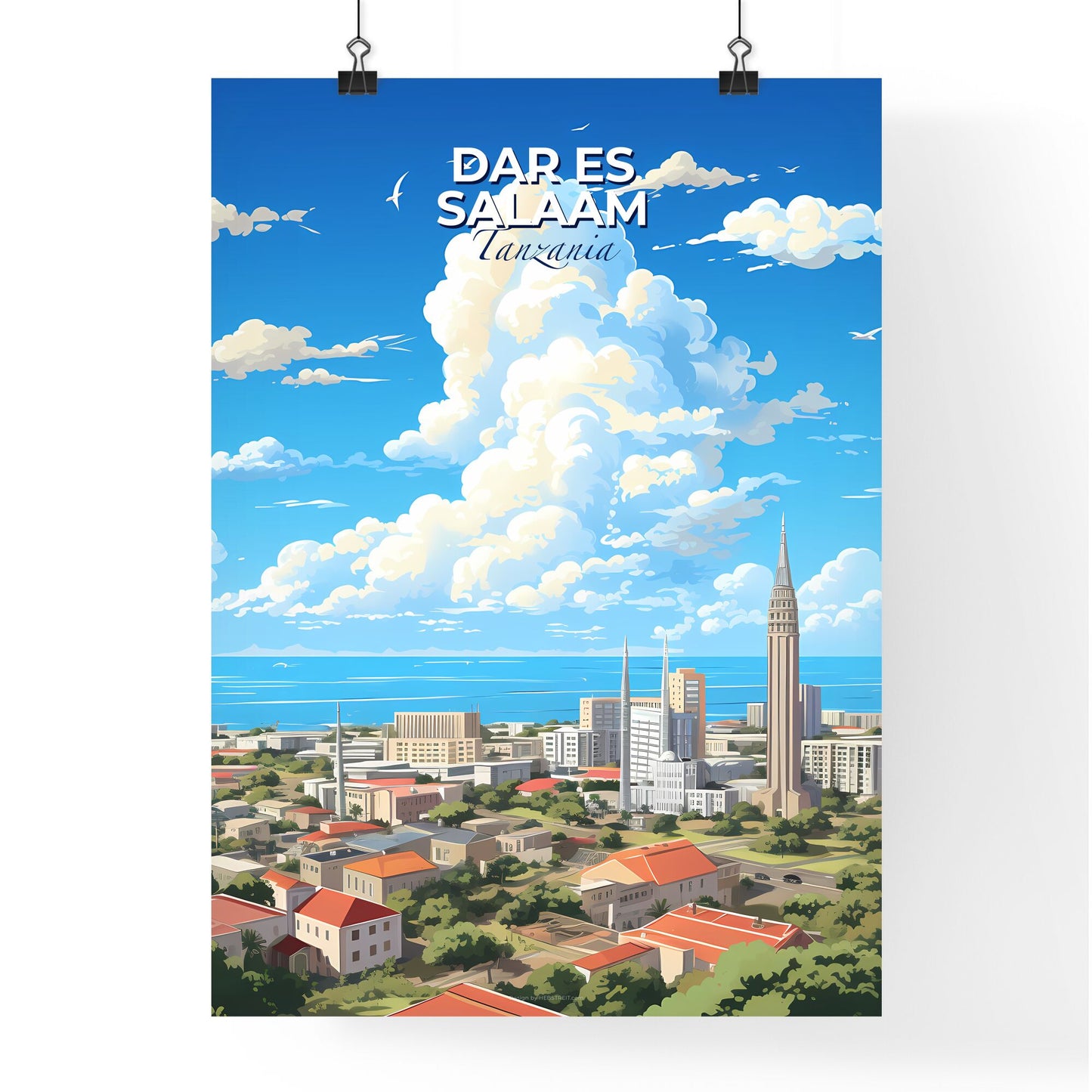 Dar es Salaam Tanzania Skyline - A City With Many Buildings And A Body Of Water - Customizable Travel Gift Default Title
