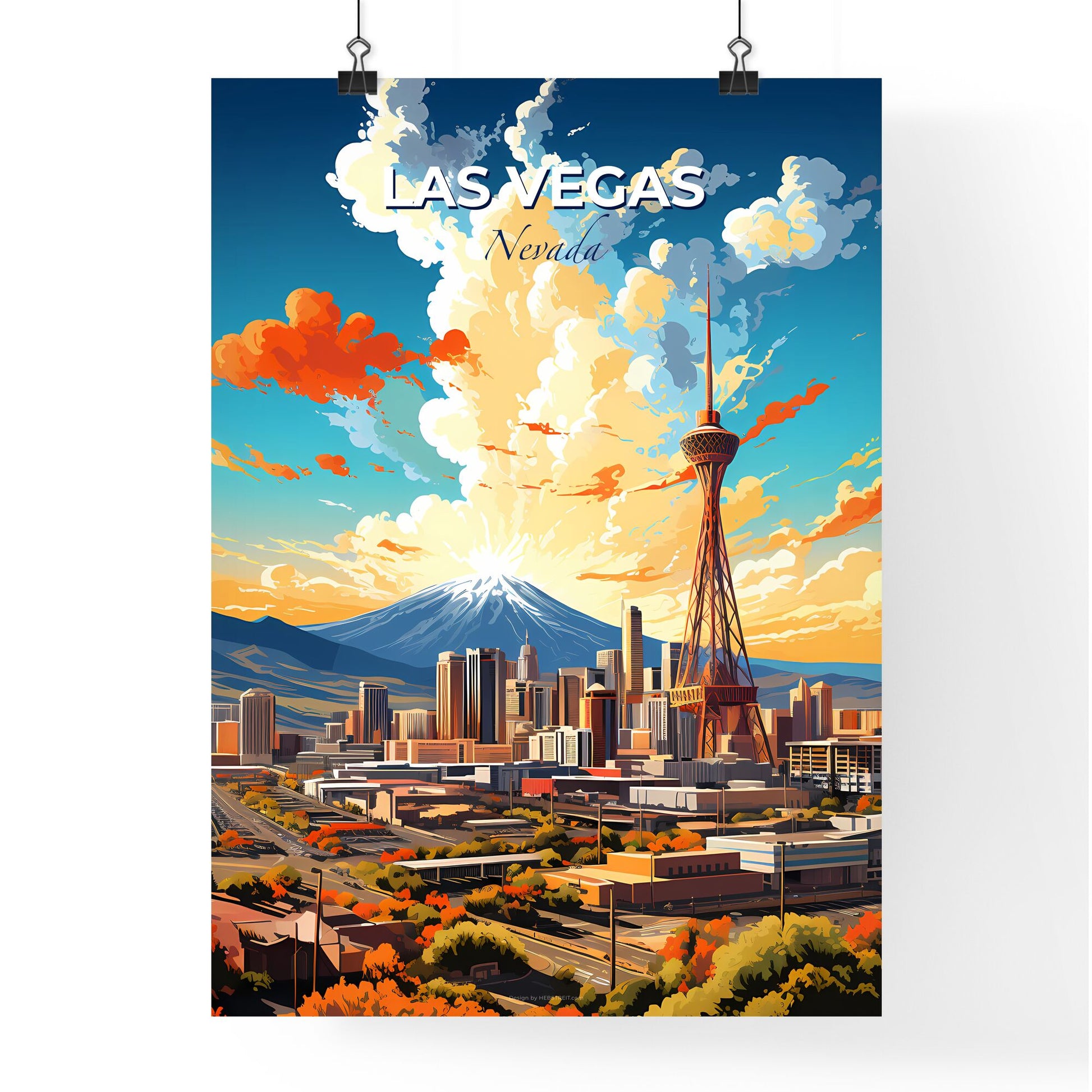 Las Vegas Nevada Skyline - A City With A Mountain In The Background - Customizable Travel Gift Default Title