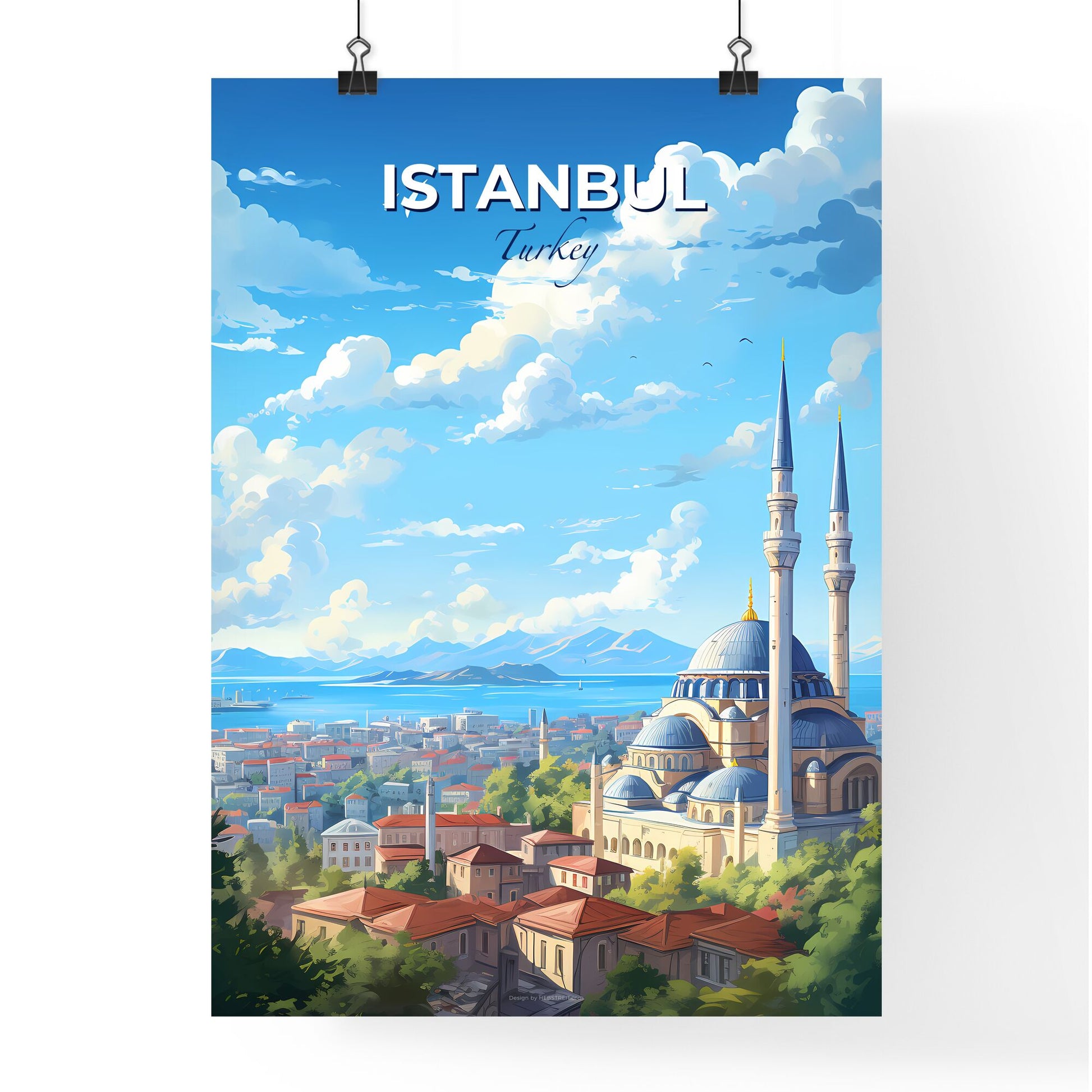 Istanbul Turkey Skyline - A Building With Towers And A City In The Background - Customizable Travel Gift Default Title