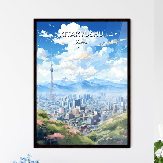 Kitakyushu Japan Skyline - A City Landscape With Mountains And A Tower - Customizable Travel Gift Default Title