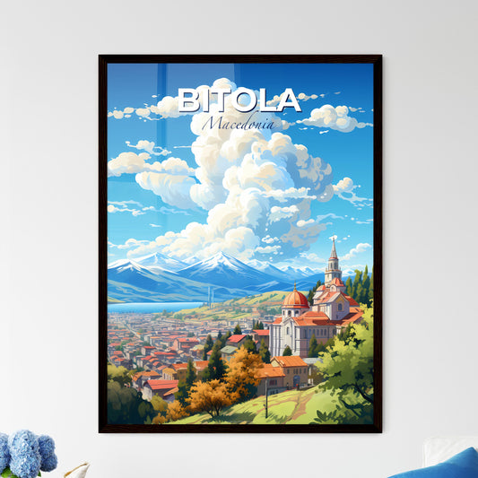 Bitola Macedonia Skyline - A City With A Church And Mountains In The Background - Customizable Travel Gift Default Title