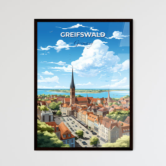 Greifswald Germany Sklyine - A City With A Tower And A Body Of Water - Customizable Travel Gift Default Title