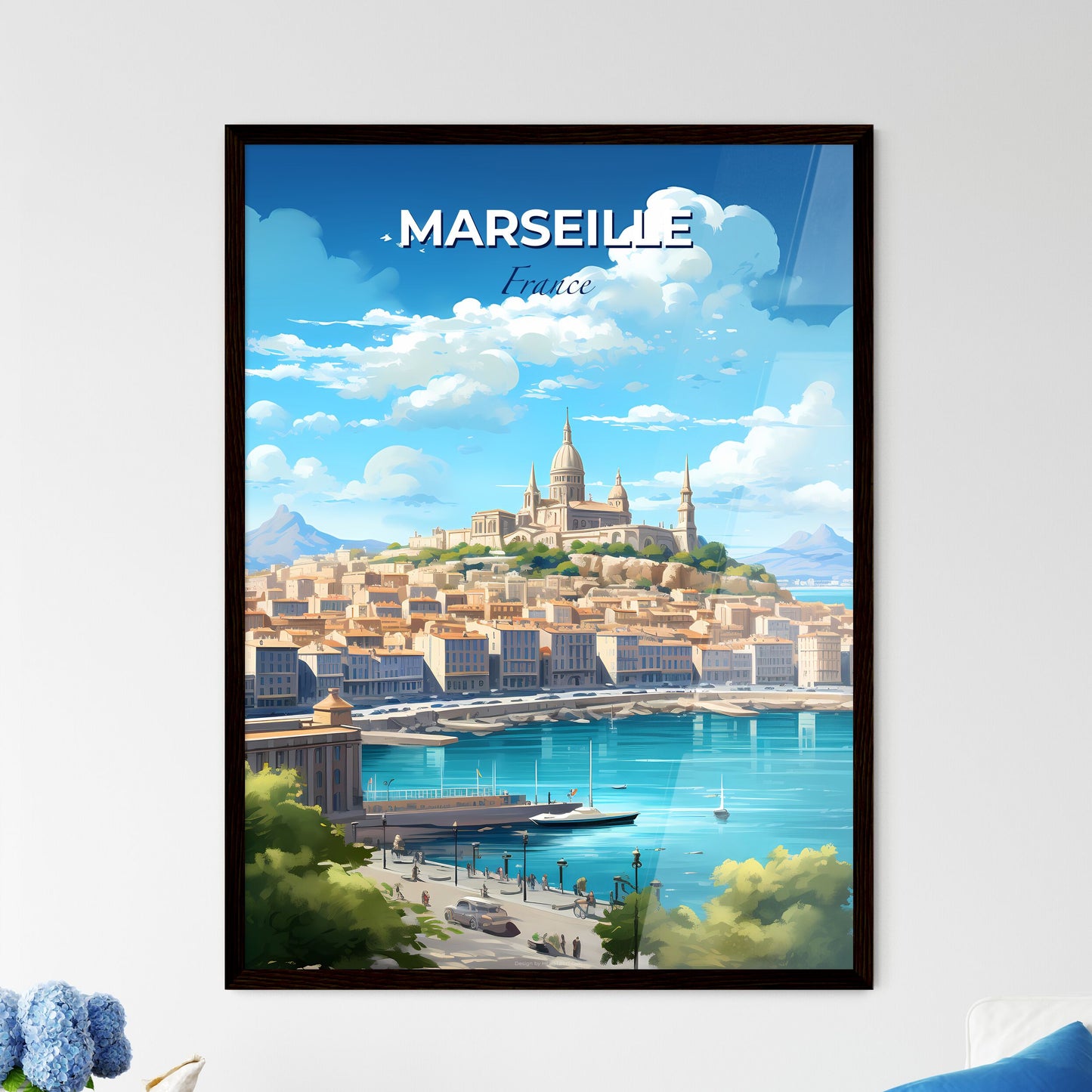 Marseille France Skyline - A City With A Castle On A Hill And A Body Of Water - Customizable Travel Gift Default Title