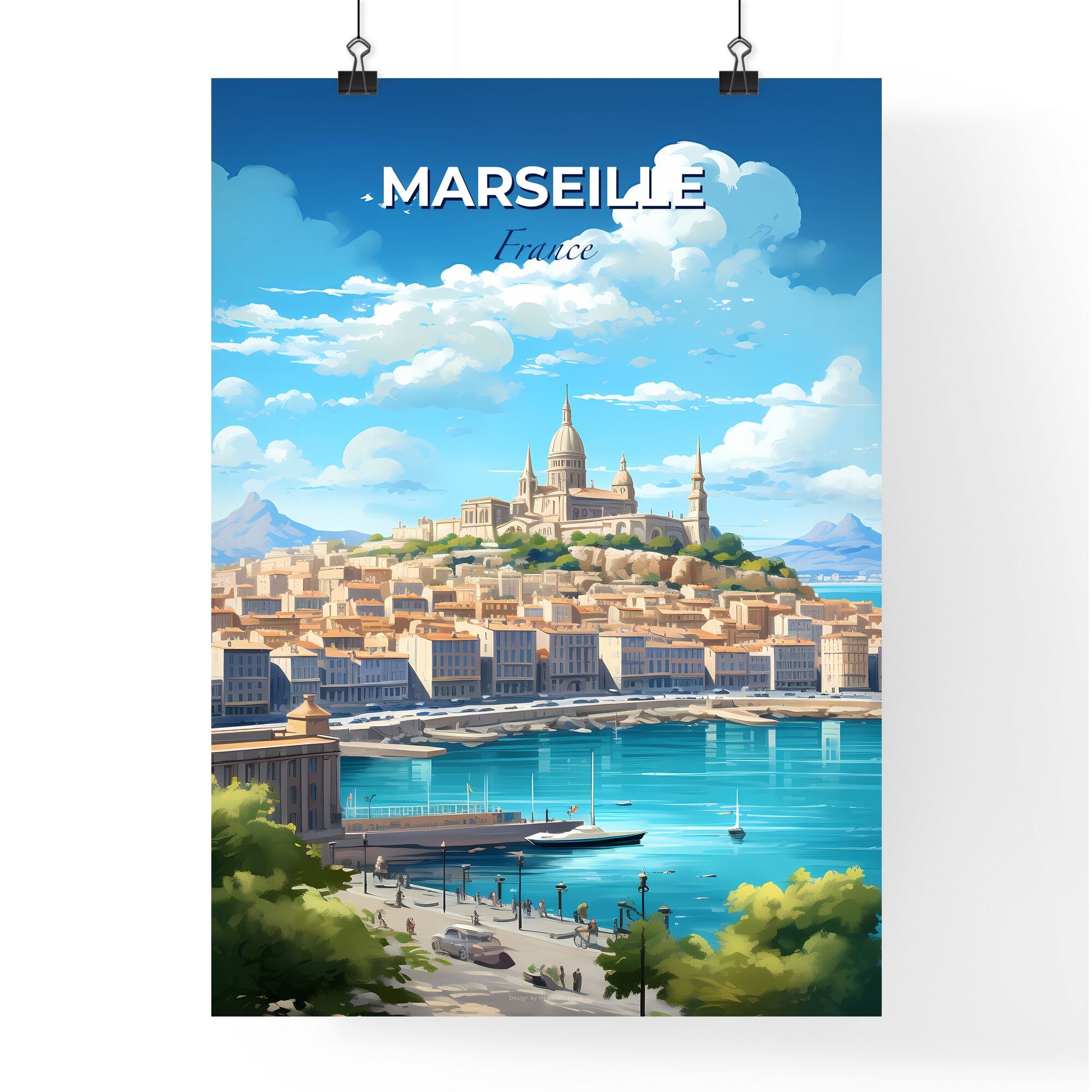 Marseille France Skyline - A City With A Castle On A Hill And A Body Of Water - Customizable Travel Gift Default Title