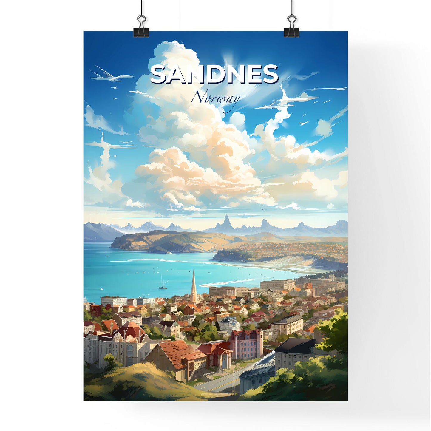 Sandnes Norway Skyline - A City By The Water - Customizable Travel Gift Default Title
