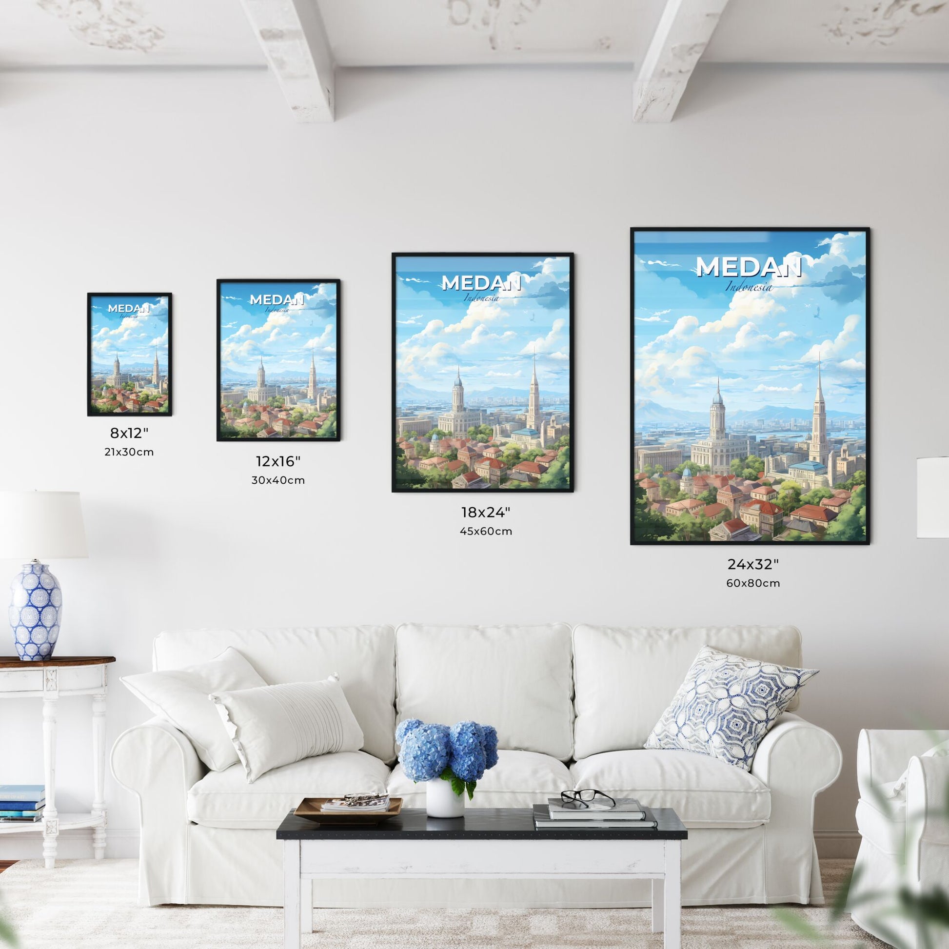 Medan Indonesia Skyline - A City With Many Towers And Trees - Customizable Travel Gift