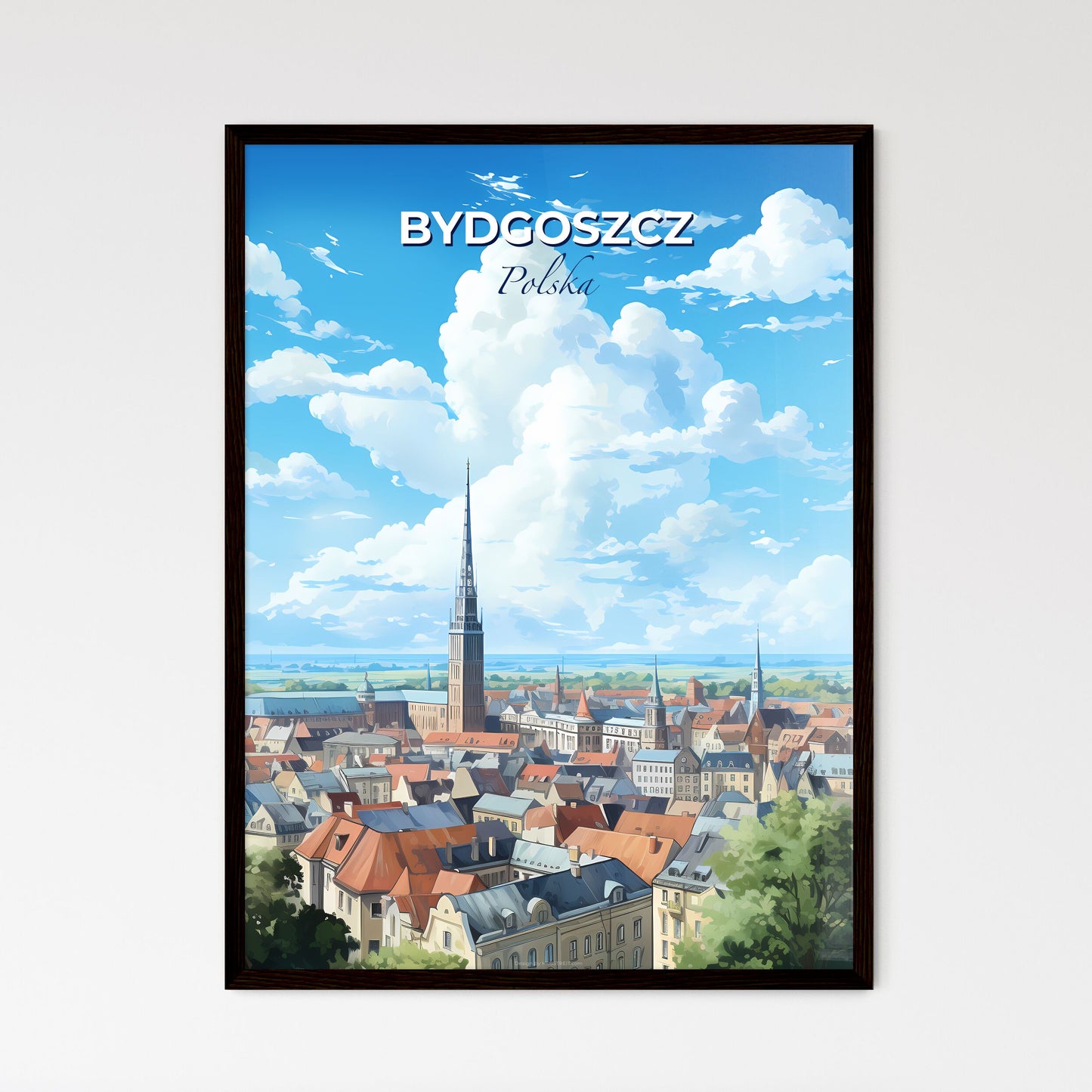 Bydgoszcz Polska Skyline - A City With A Tall Spire - Customizable Travel Gift Default Title
