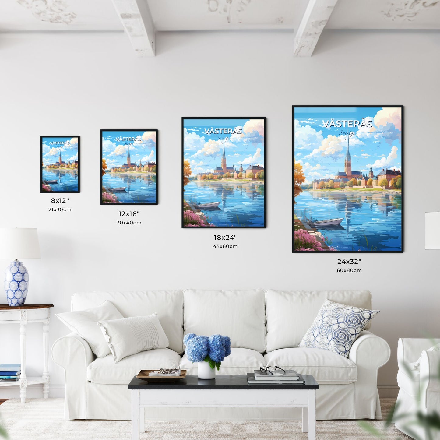 Vsters Sverige Skyline - A Water Body With A Boat And A Building In The Background - Customizable Travel Gift Default Title