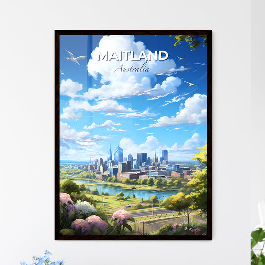 NewcastleMaitland Australia Skyline - A Landscape Of A City With A River And Birds Flying In The Sky - Customizable Travel Gift Default Title