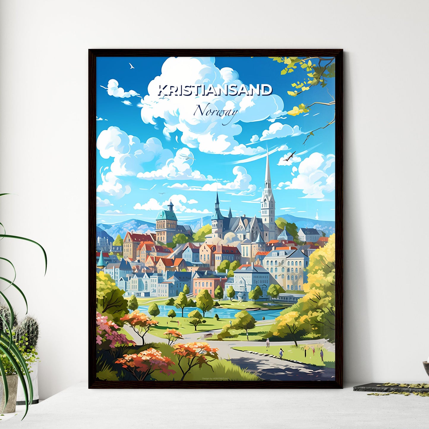 Kristiansand Norway Skyline - A City With A River And Trees - Customizable Travel Gift Default Title