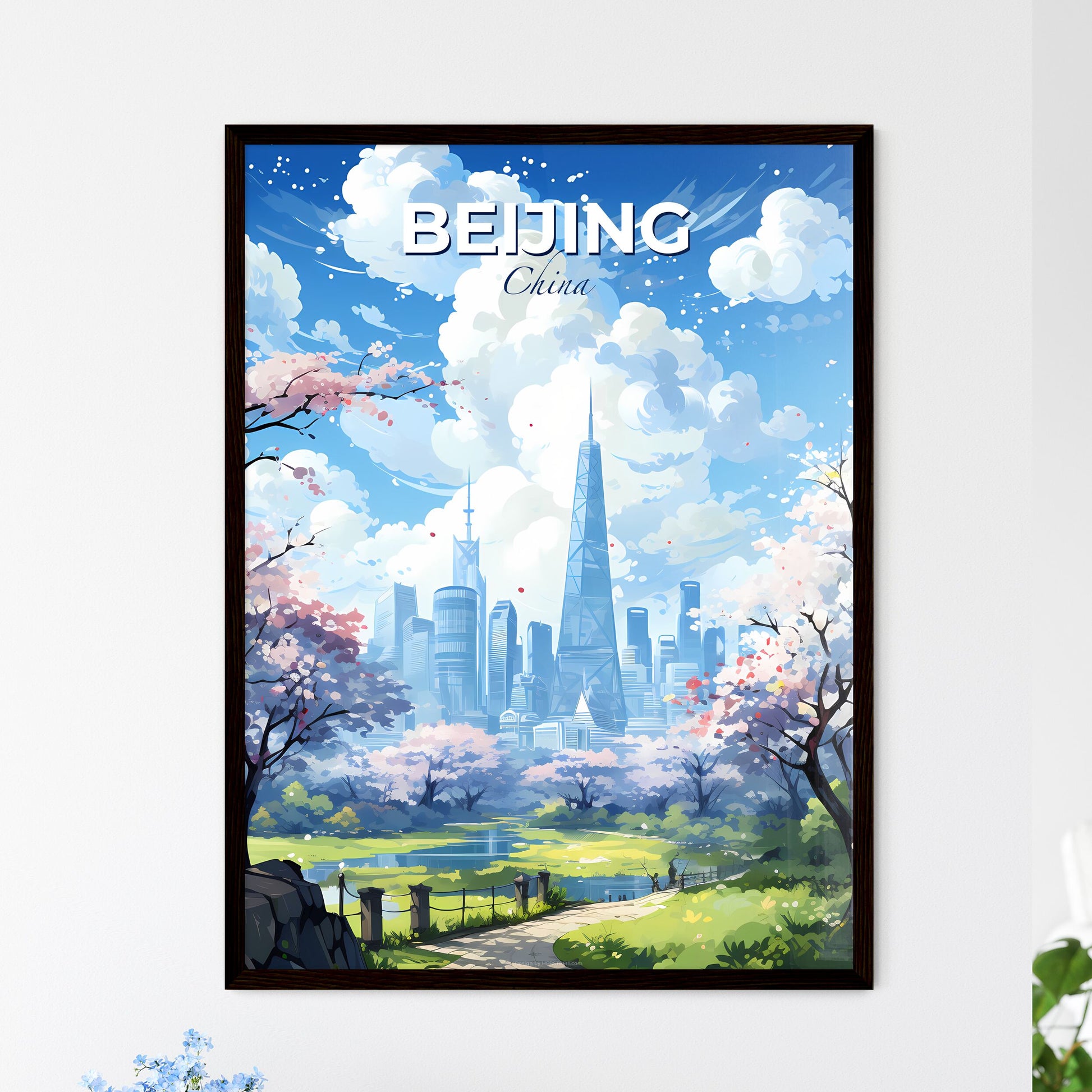 Beijing China Skyline - A City Landscape With Trees And A Lake - Customizable Travel Gift Default Title