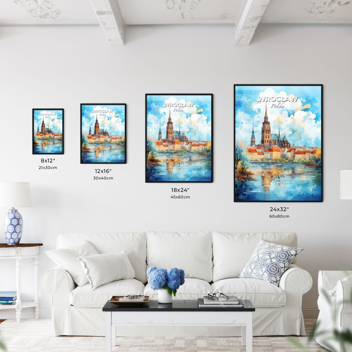 Wrocaw Polska Skyline - A Watercolor Painting Of A City With A Tower And A Lake - Customizable Travel Gift Default Title
