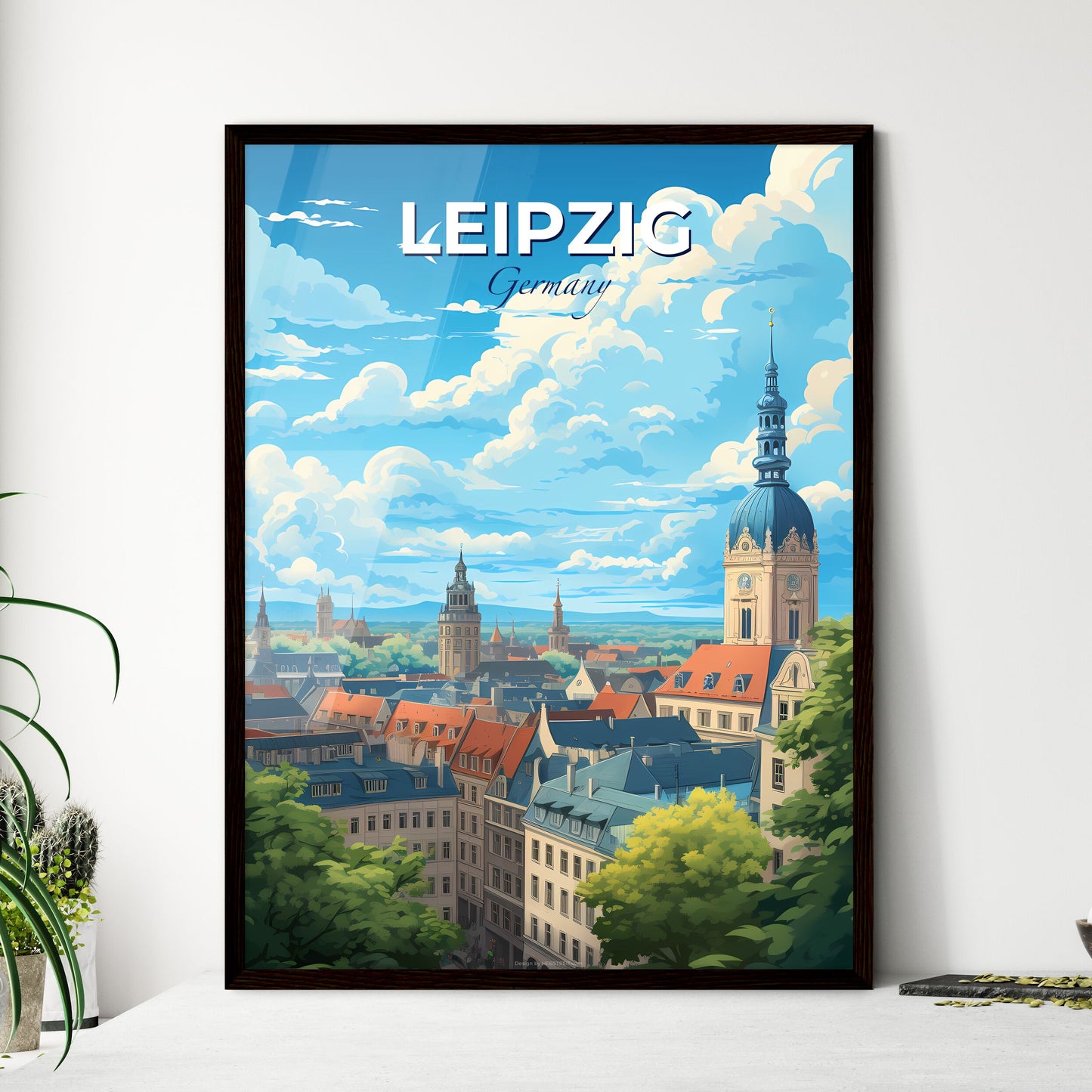 Leipzig Germany Skyline - A City With A Tower And Trees - Customizable Travel Gift Default Title