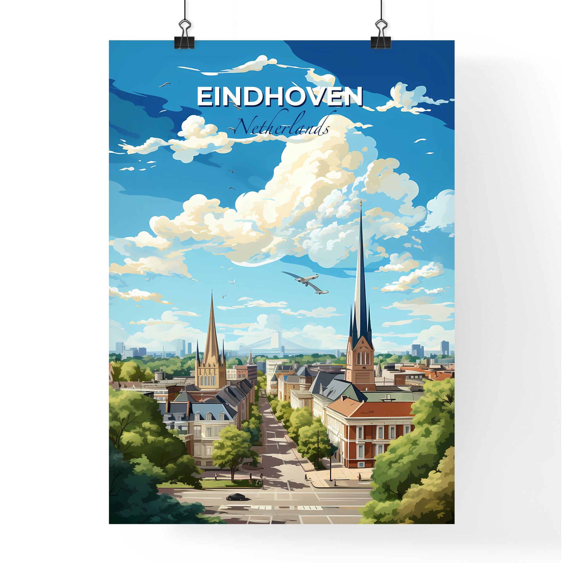 Eindhoven Netherlands Skyline - A City With Trees And Buildings - Customizable Travel Gift Default Title