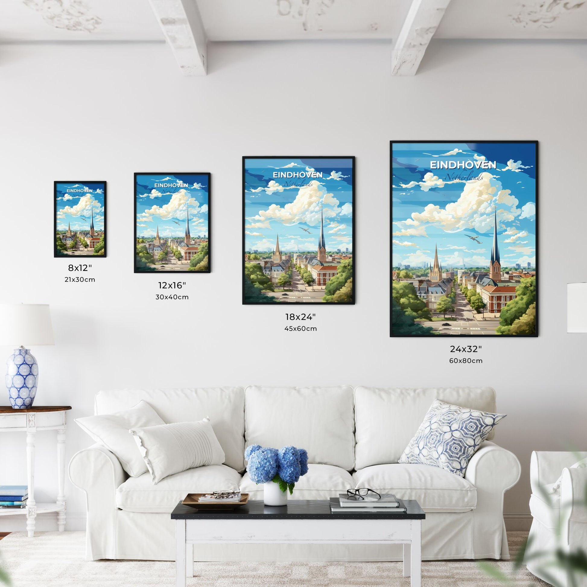 Eindhoven Netherlands Skyline - A City With Trees And Buildings - Customizable Travel Gift Default Title