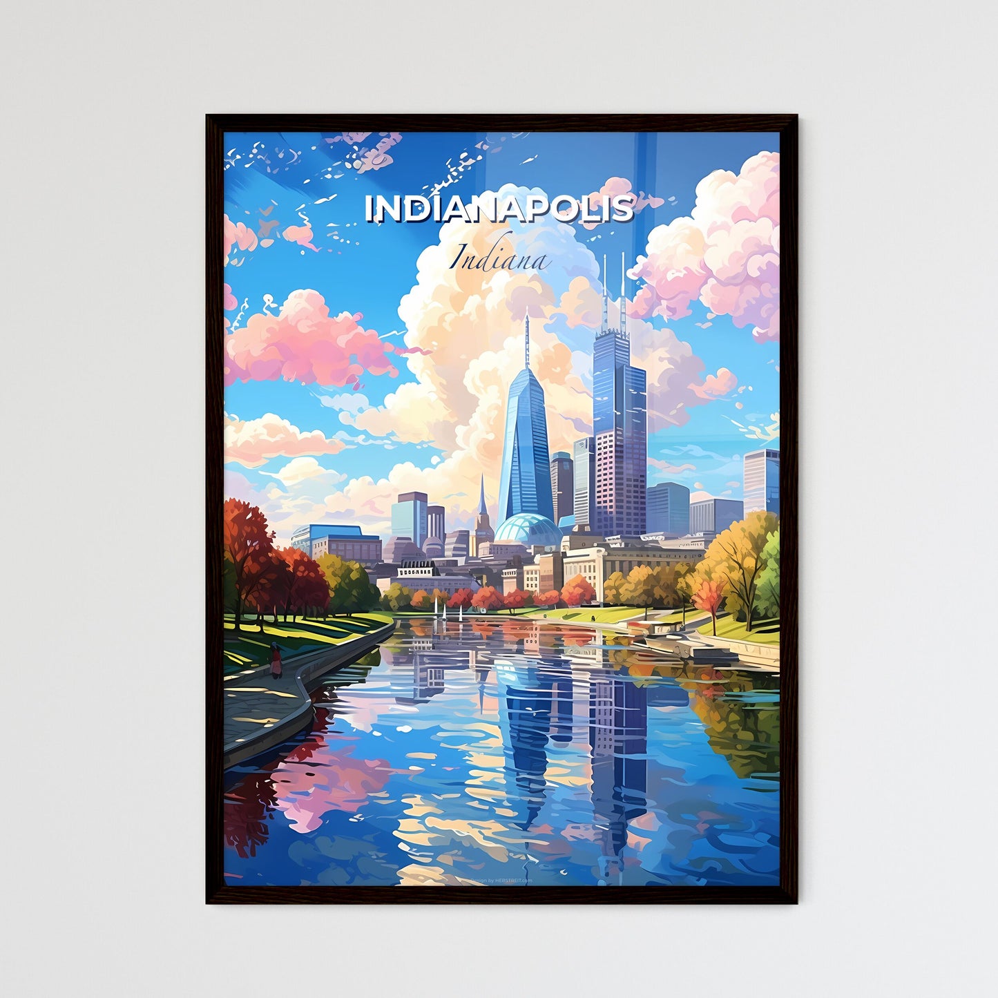 Indianapolis Indiana Skyline - A Cityscape With Trees And A River - Customizable Travel Gift Default Title