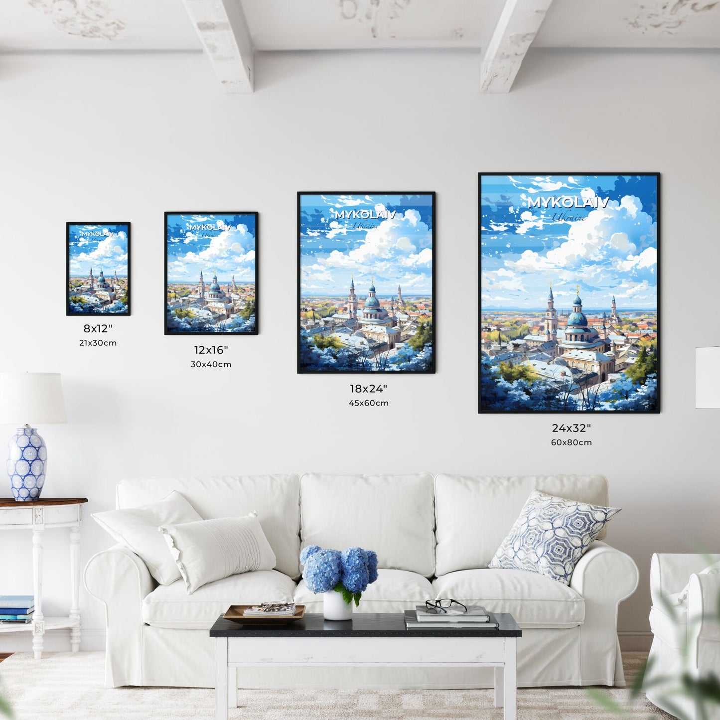Mykolaiv Ukraine Skyline - A City With Blue Domes And Towers - Customizable Travel Gift Default Title