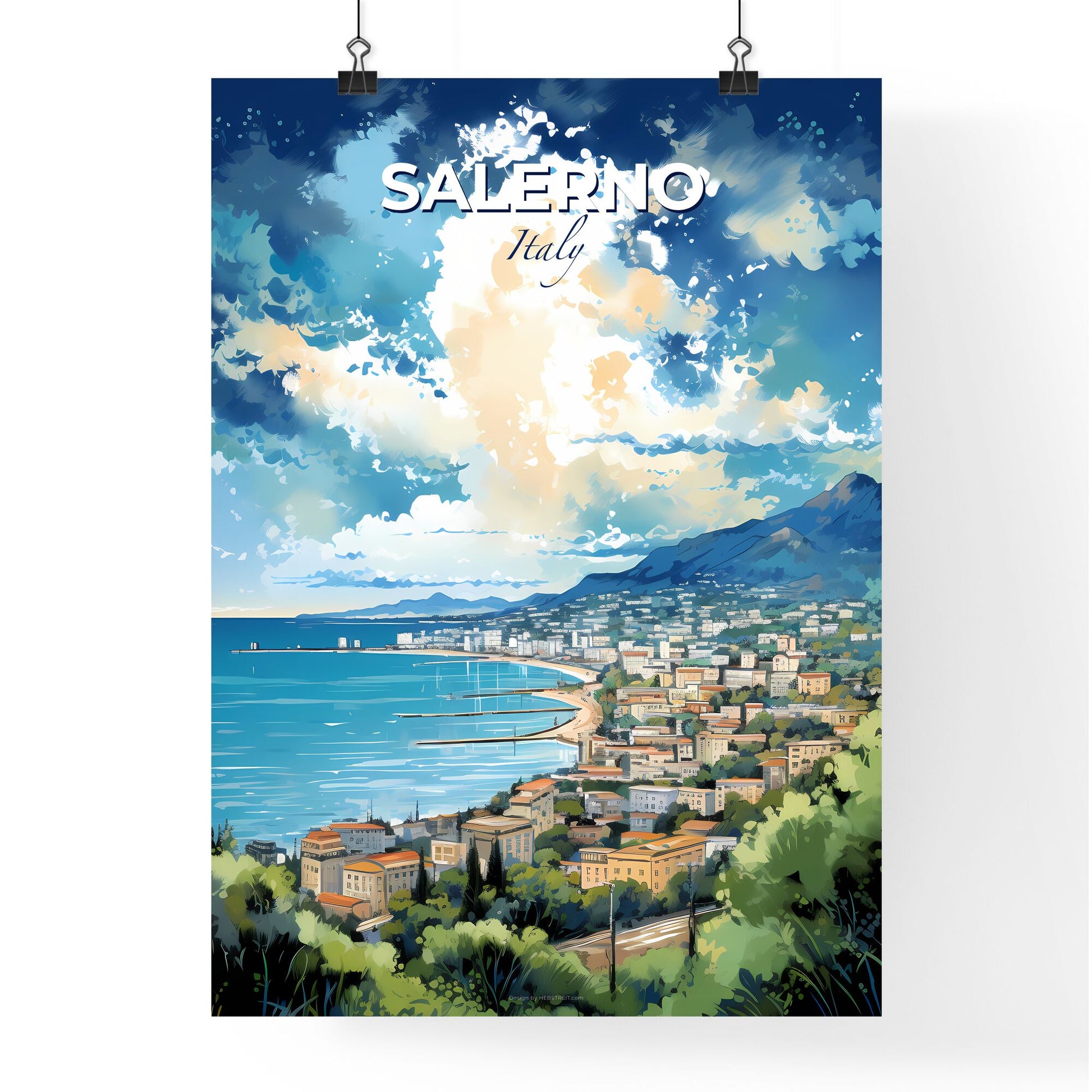 Salerno Italy Skyline - A City By The Sea - Customizable Travel Gift Default Title