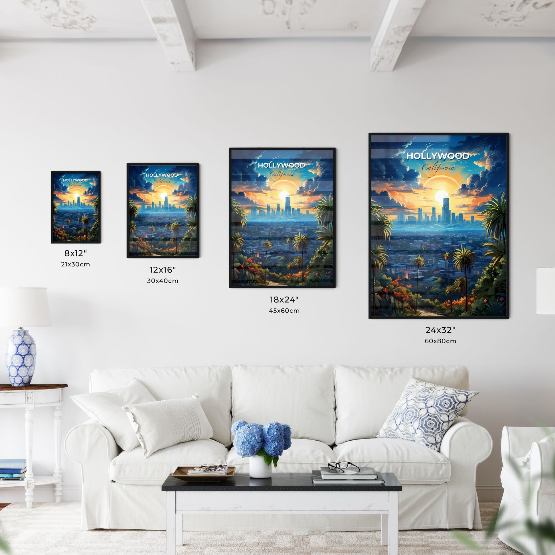 Hollywood CA Skyline - A City With Palm Trees And Buildings - Customizable Travel Gift Default Title