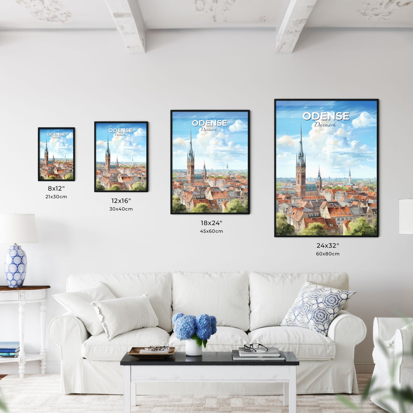 Odense Danmark Skyline - A City With A Clock Tower - Customizable Travel Gift Default Title