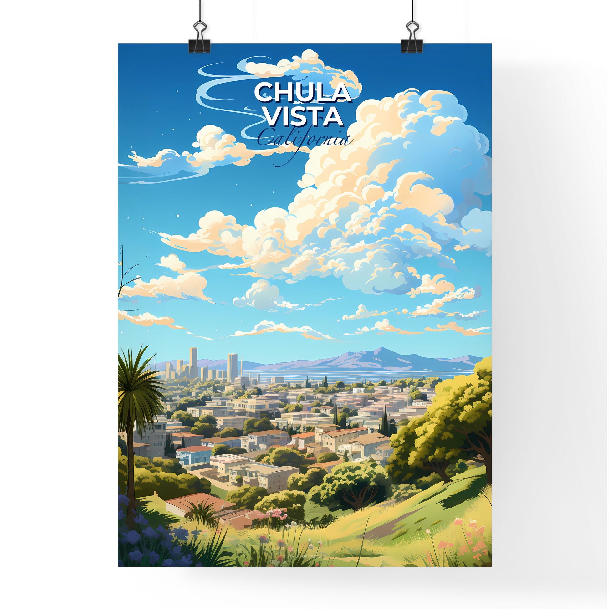 Chula Vista California Skyline - A Landscape Of A City - Customizable Travel Gift Default Title