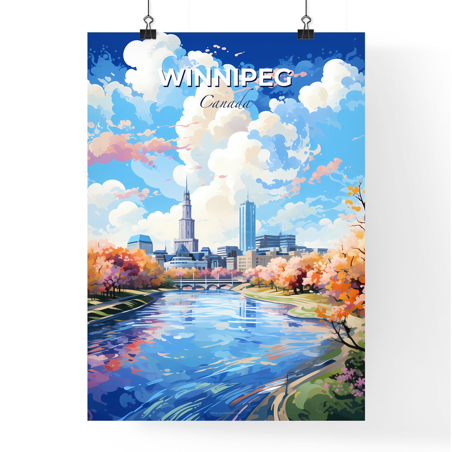 Winnipeg Canada Skyline - A River With Trees And A City In The Background - Customizable Travel Gift Default Title