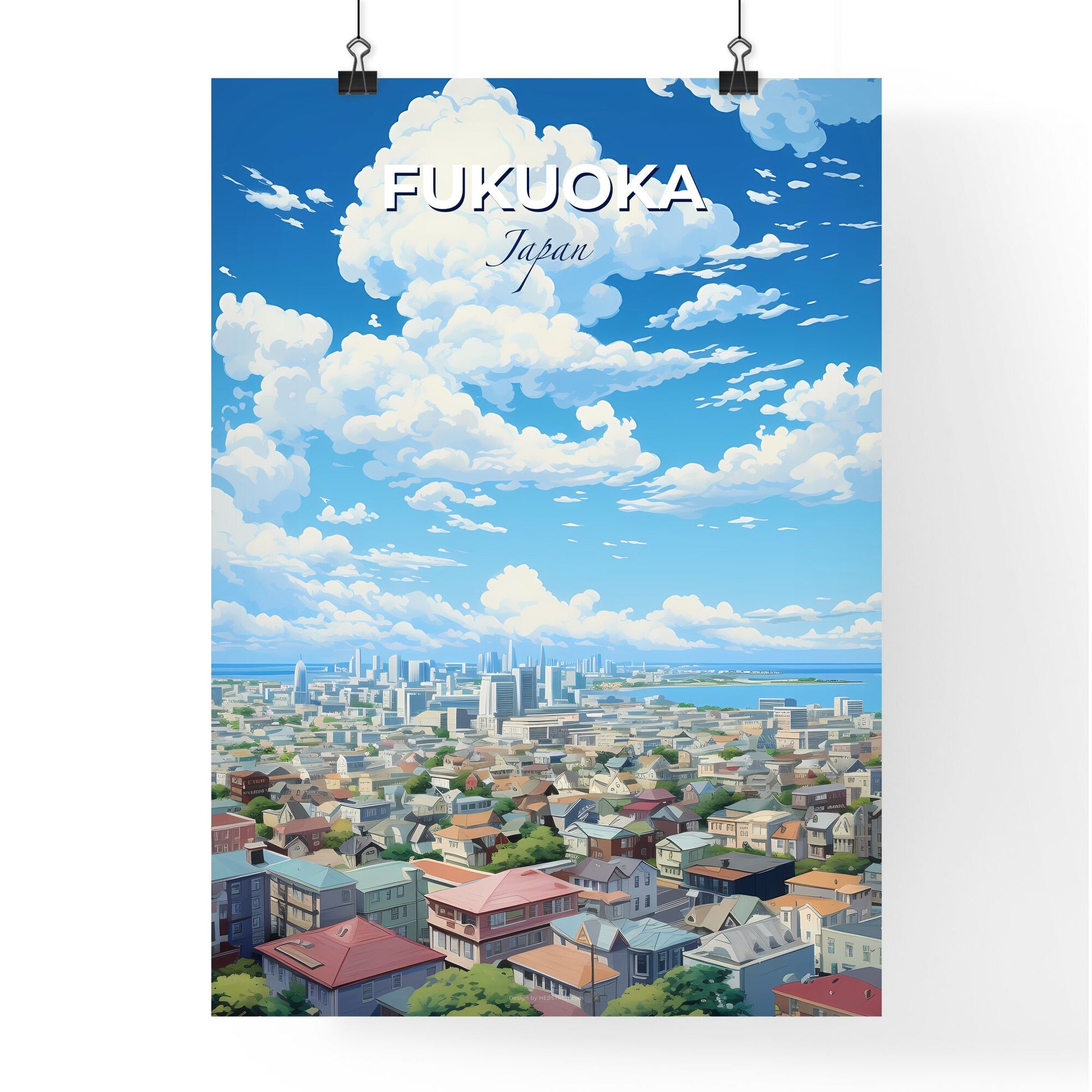 Fukuoka Japan Skyline - A City With Many Buildings And A Body Of Water - Customizable Travel Gift Default Title
