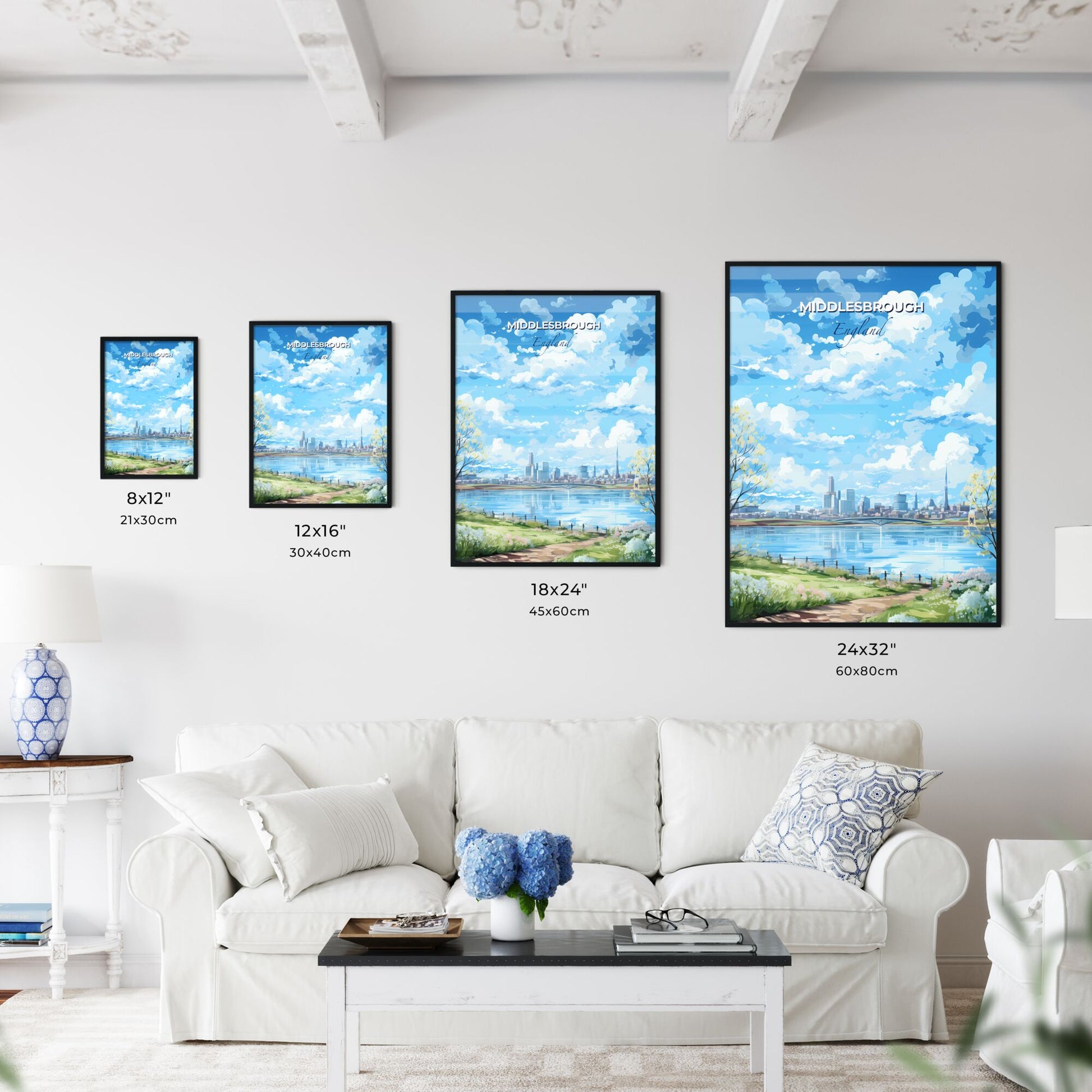 Middlesbrough England Skyline - A Water Body With Trees And A City In The Background - Customizable Travel Gift Default Title