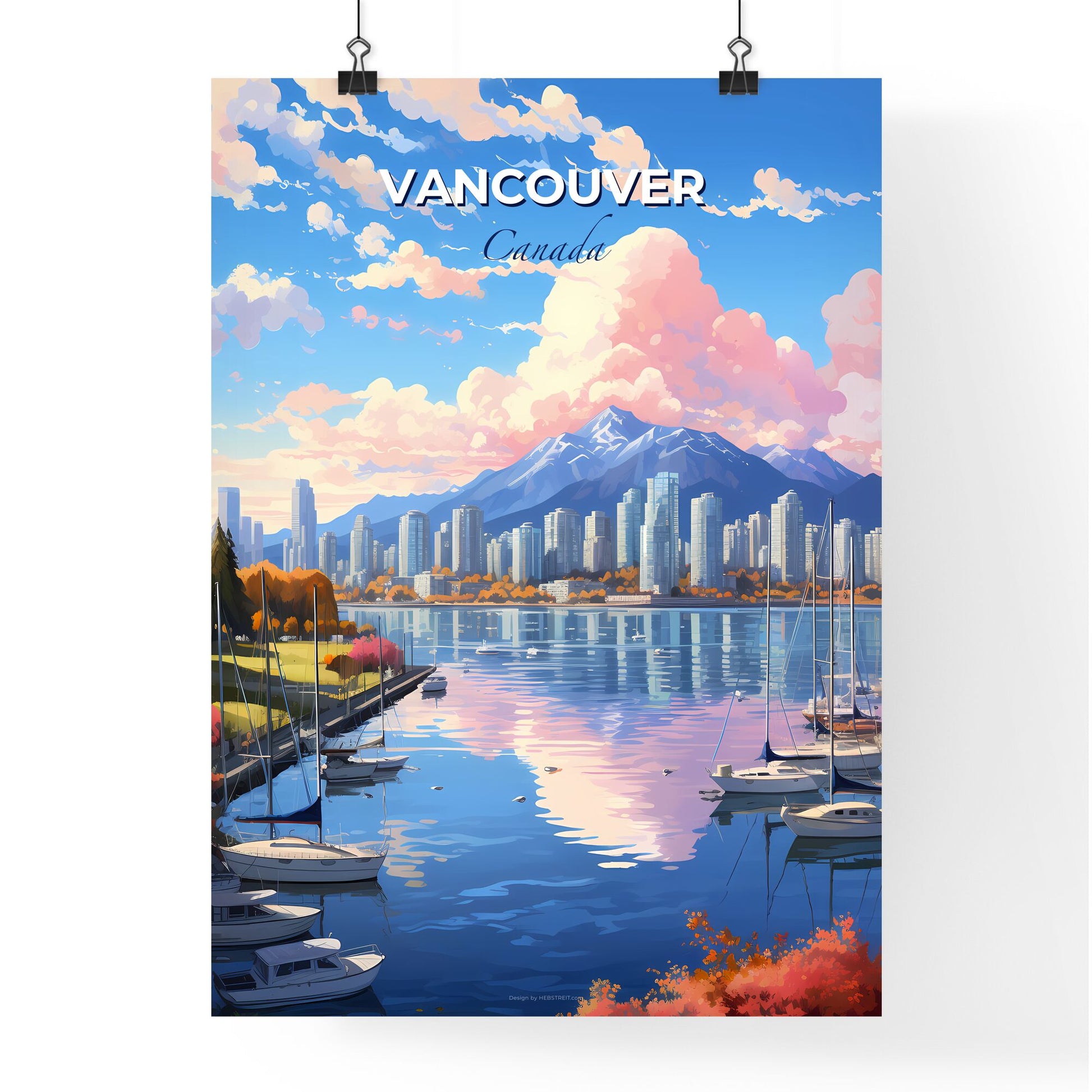 Vancouver Canada Skyline - A City With A Mountain In The Background - Customizable Travel Gift Default Title