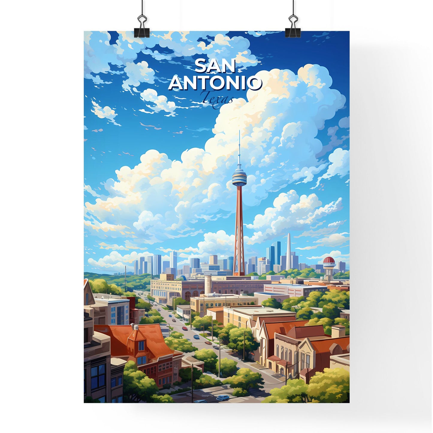 San Antonio Texas Skyline - A City With A Tower And Buildings - Customizable Travel Gift Default Title