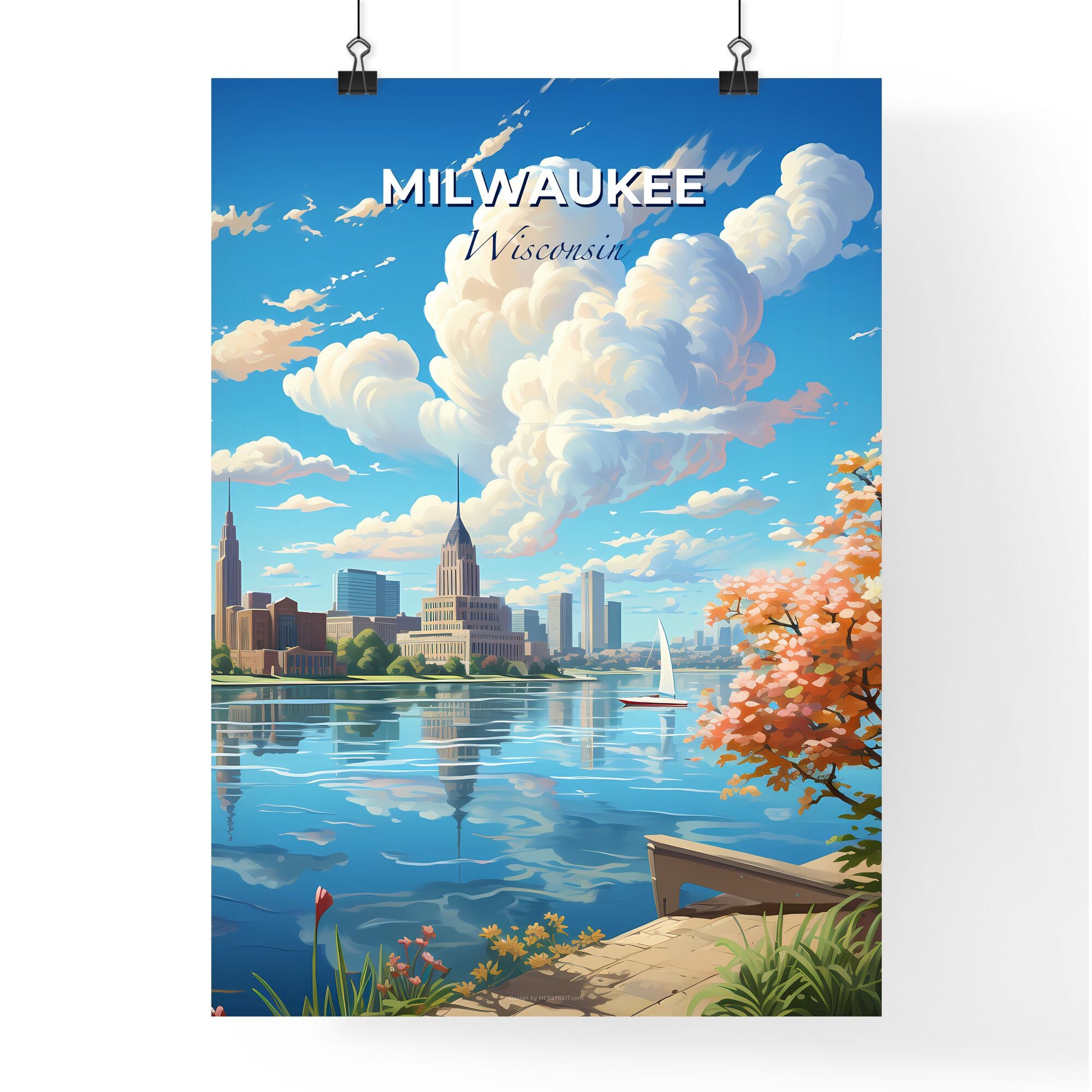 Milwaukee Wisconsin Skyline - A Cityscape With A Lake And Trees - Customizable Travel Gift Default Title