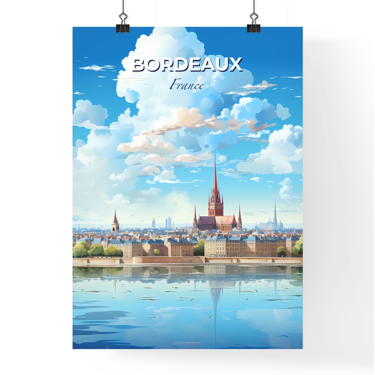 Bordeaux France Skyline - A City With A Tower And A Body Of Water - Customizable Travel Gift Default Title