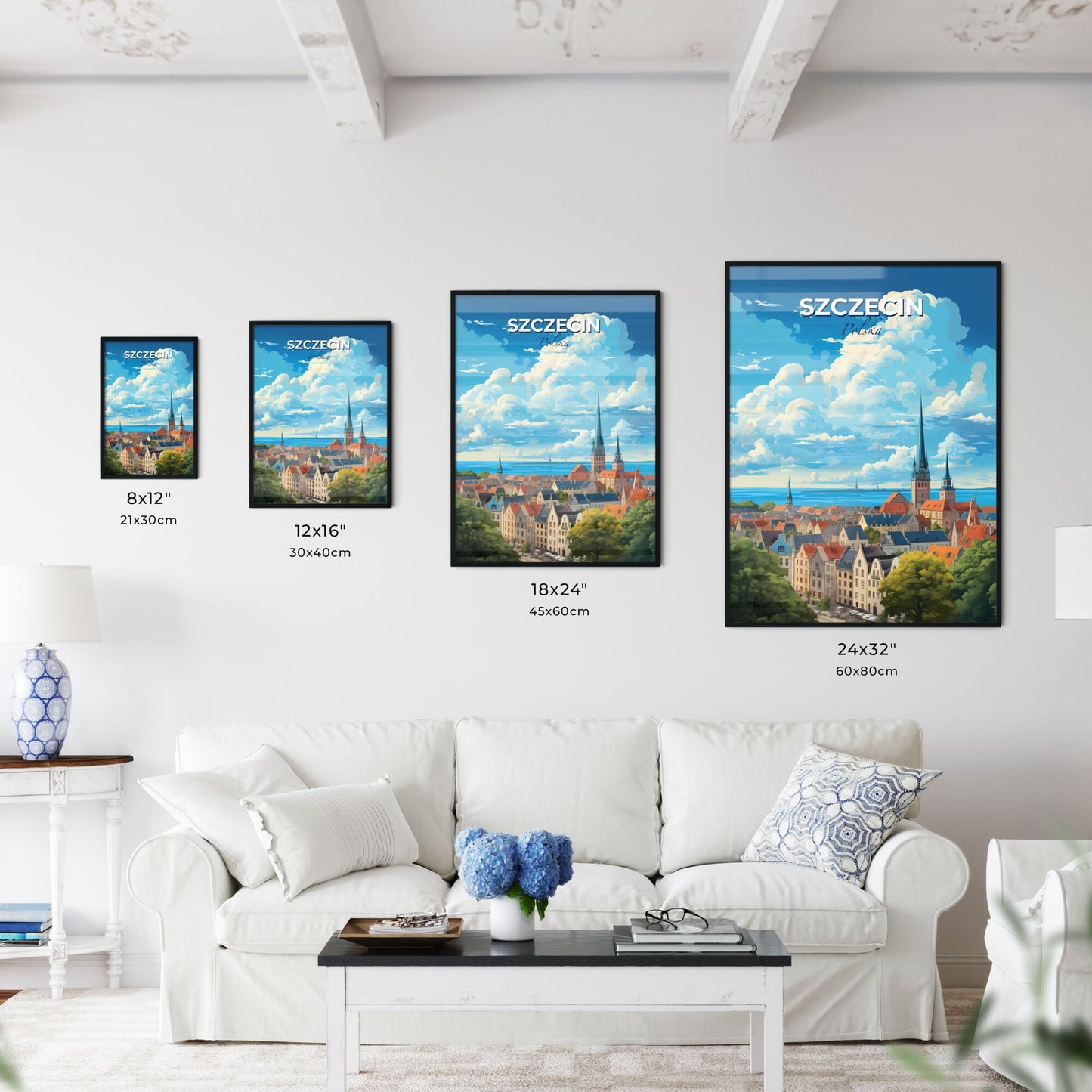 Szczecin Polska Skyline - A City With A Tall Spire And A Body Of Water - Customizable Travel Gift Default Title