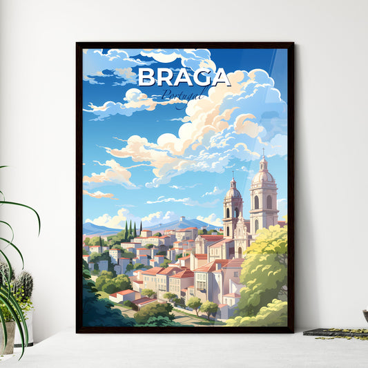 Braga Portugal Skyline - A City With A Church And Trees - Customizable Travel Gift Default Title