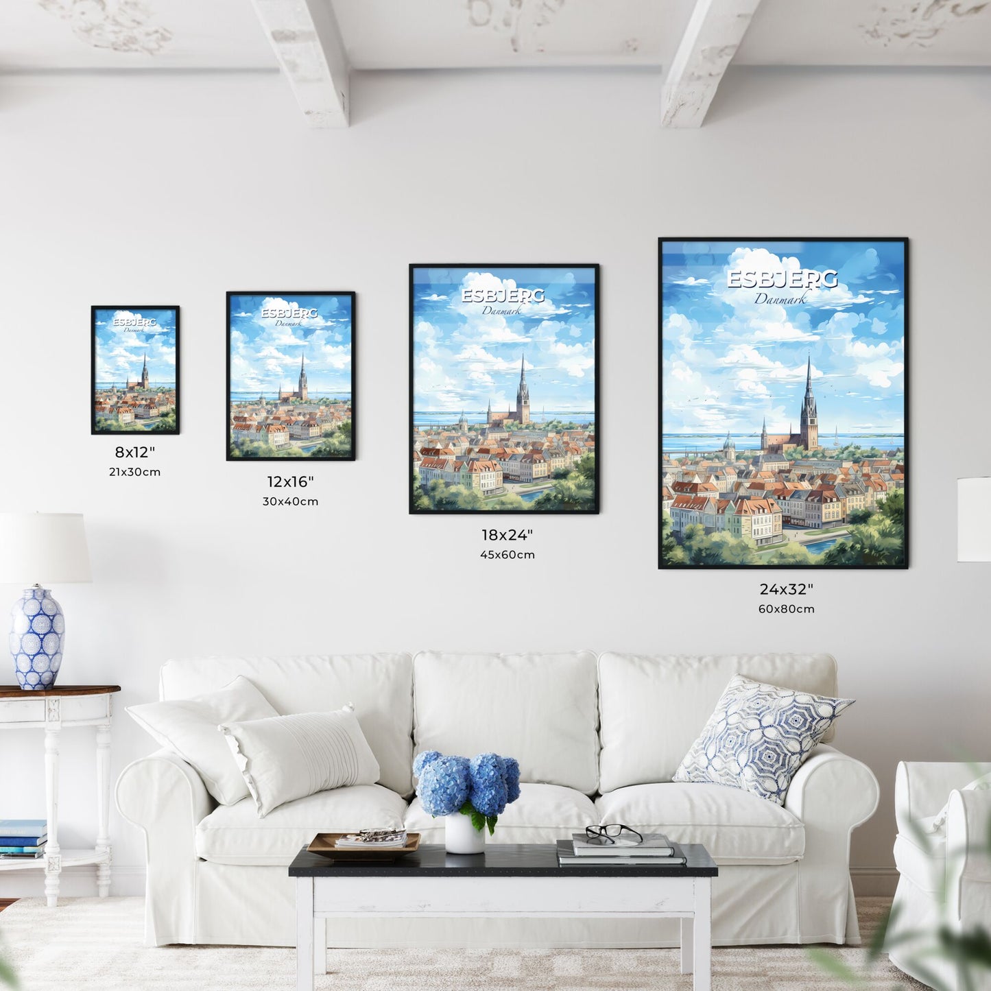 Esbjerg Danmark Skyline - A City With A Tall Tower And A Body Of Water - Customizable Travel Gift Default Title