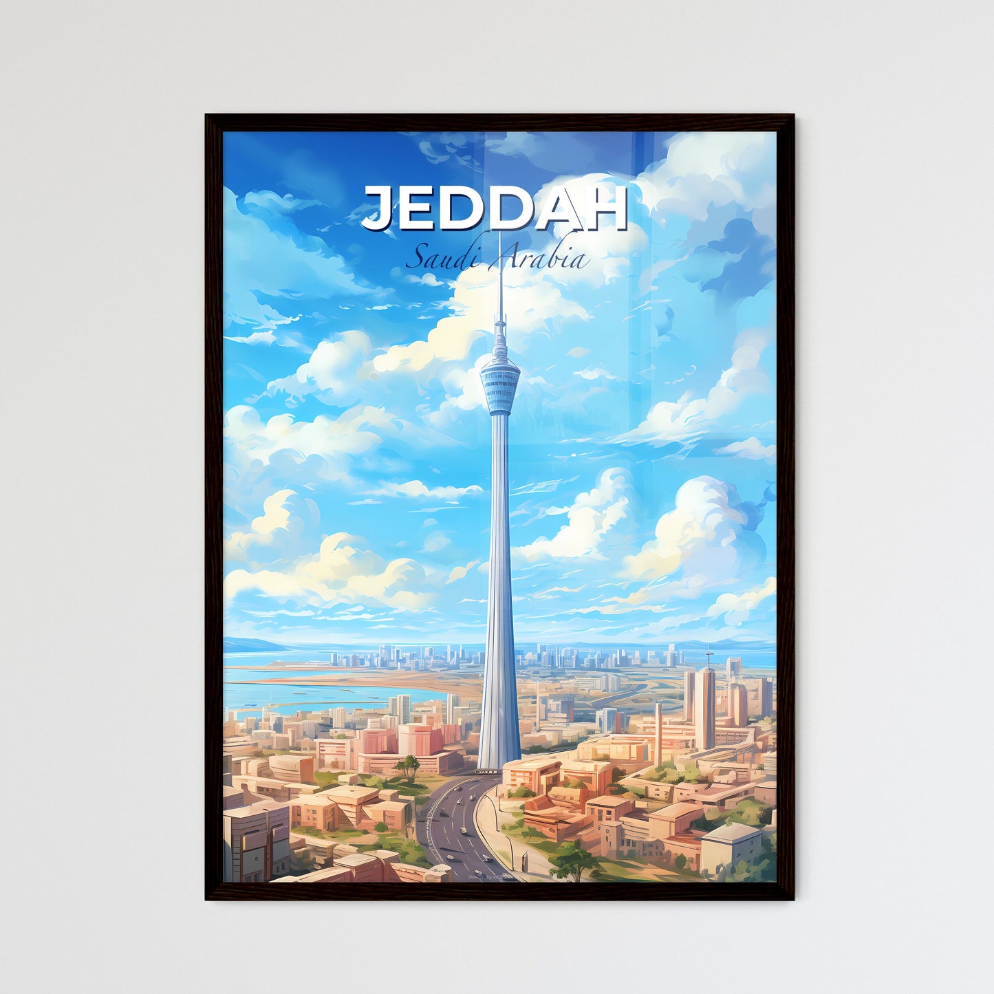 Jeddah Saudi Arabia Skyline - A Large Tower In A City - Customizable Travel Gift Default Title