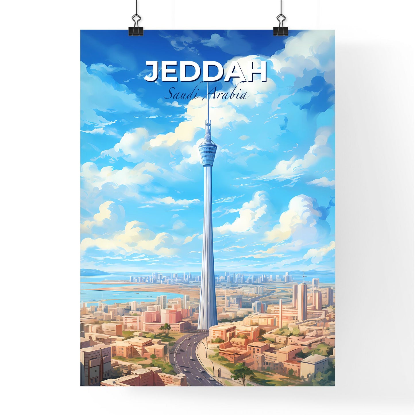 Jeddah Saudi Arabia Skyline - A Large Tower In A City - Customizable Travel Gift Default Title