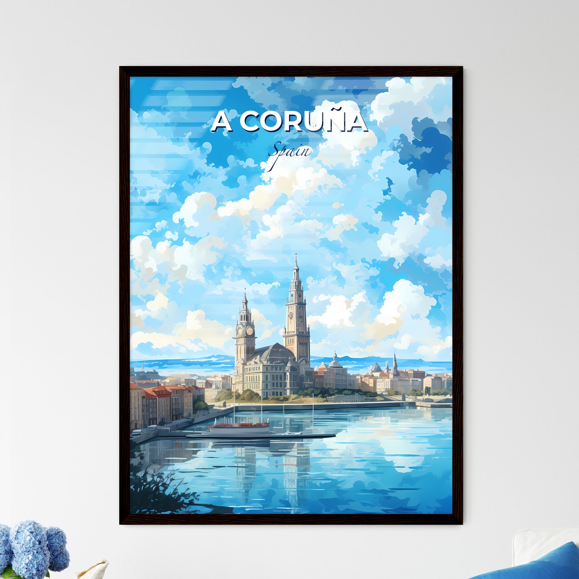 A Corua Spain Skyline - A City With A River And A Boat - Customizable Travel Gift Default Title