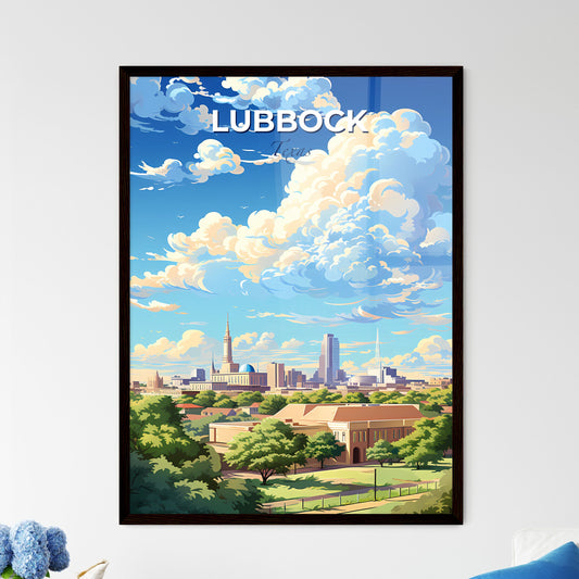 Lubbock Texas Skyline - A Landscape Of A City With Trees And Buildings - Customizable Travel Gift Default Title
