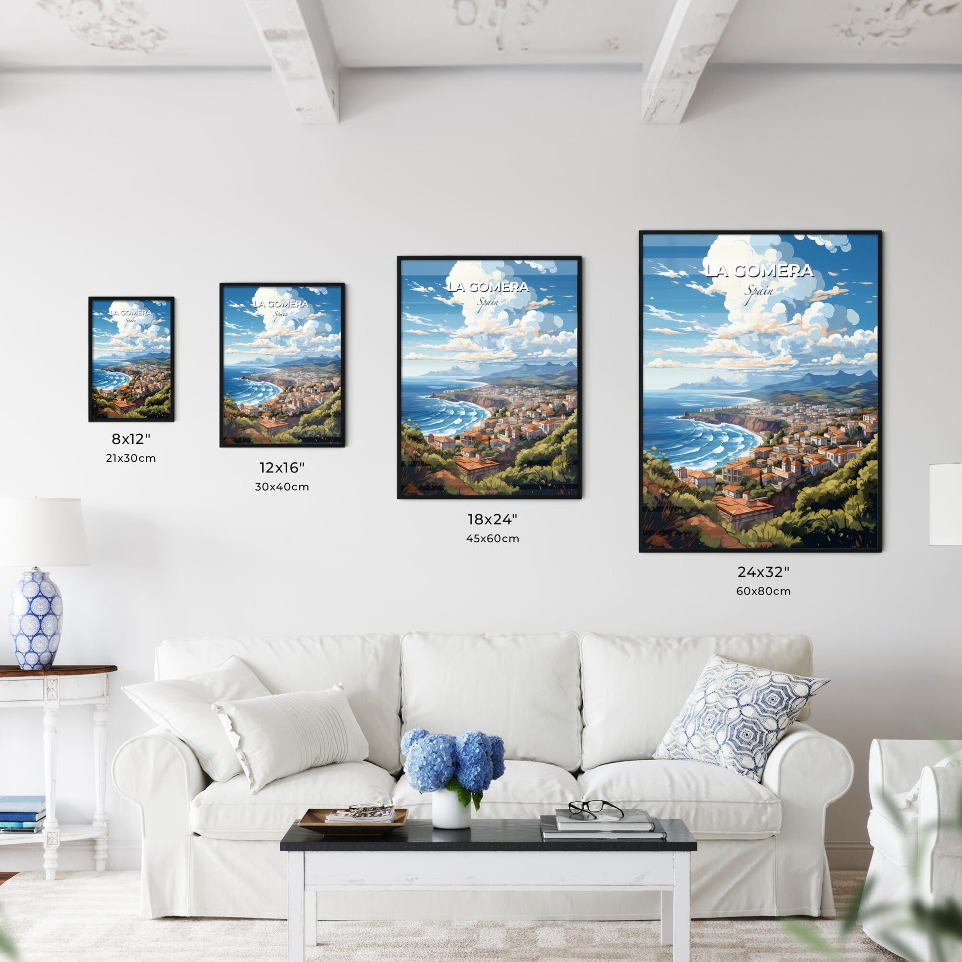 La Gomera Spain Skyline - A Landscape Of A Town On A Cliff By The Ocean - Customizable Travel Gift Default Title