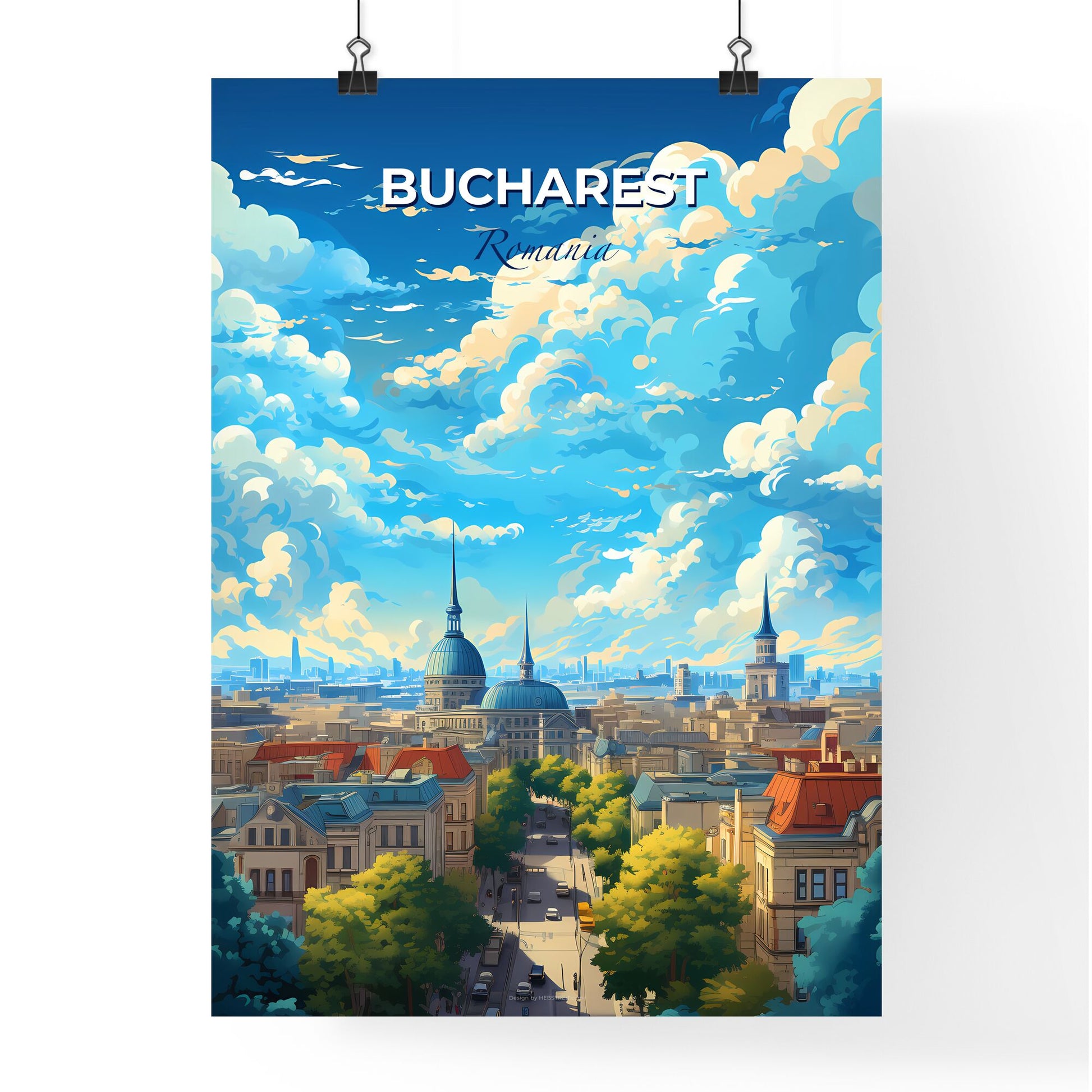 Bucharest Romania Skyline - A City With Many Towers And Trees - Customizable Travel Gift Default Title
